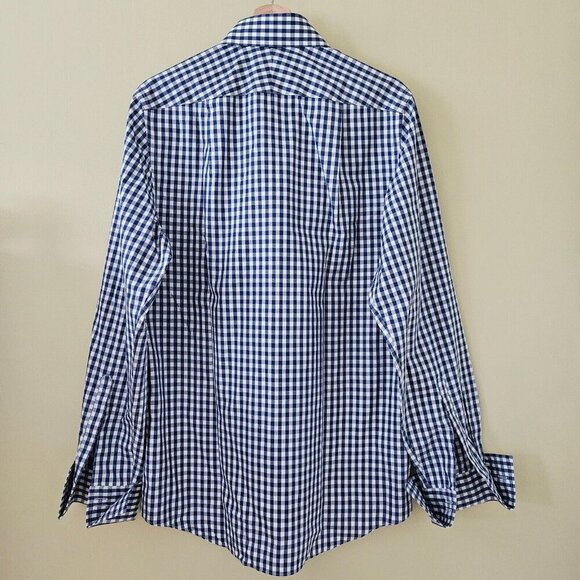 Charles Tyrwhitt Shirt Mens 15.5 Plaid Non Iron Slim Fit French Cuff LS Buttons - Picture 2 of 15